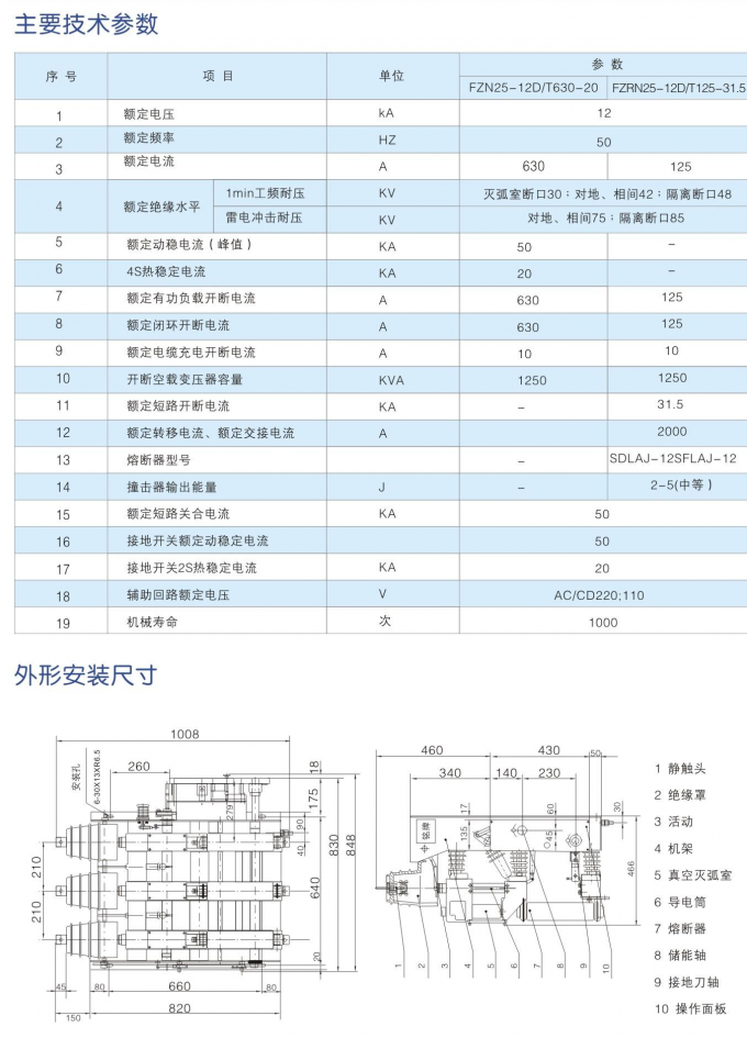 12kV High Voltage Indoor Vacuum Load Switch
