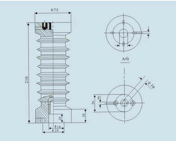 24kV Epoxy Resin Switchgear Support Insulator Light Weight 75X190mm Red Color