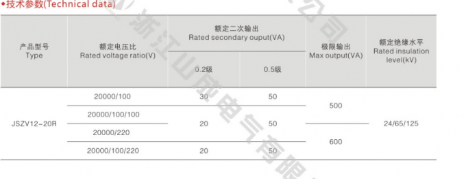 Three Phase JSZV/12-20R 20kv Potential Transformers