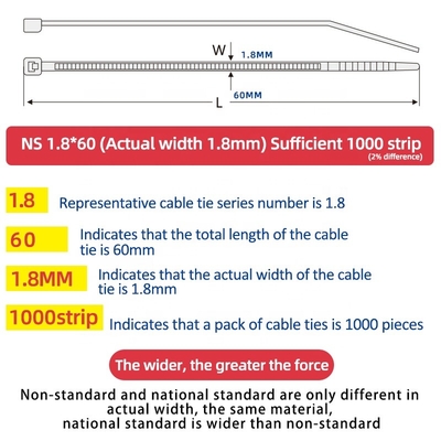 Black Nylon Zip Cable Ties 1.8*60mm Plastic Wire Wraps